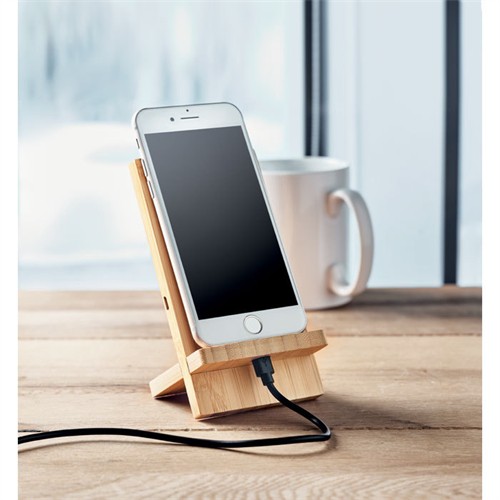 Sustainable Wood Wireless Charging Holder Bamboo Wireless Charger Phone Holder Customized Logo for Promotion