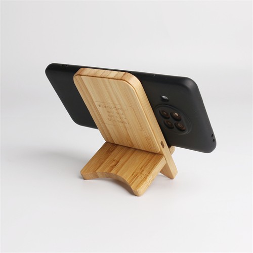 Sustainable Wooden Wireless Charger Phone Holder Bamboo Wireless Charging Holder Phone Charger  OEM Logo for Gifts