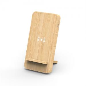 Wireless Charger Wooden Phone Holder Bamboo Wireless Phone Charger Split Model OEM Logo for Promotional Gifts