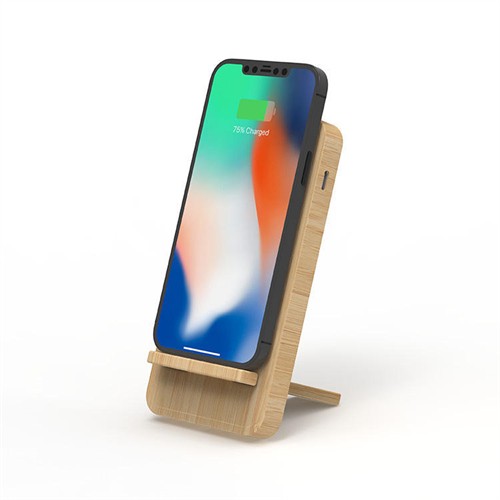 Wireless Charger Wooden Phone Holder Bamboo Wireless Phone Charger Split Model OEM Logo for Promotional Gifts