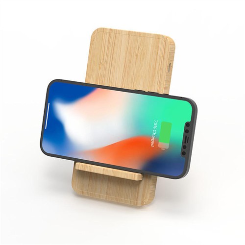 Wireless Charger Wooden Phone Holder Bamboo Wireless Phone Charger Split Model OEM Logo for Promotional Gifts