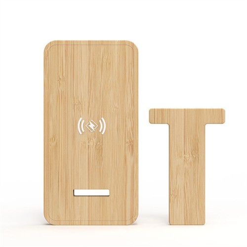 Wireless Charger Wooden Phone Holder Bamboo Wireless Phone Charger Split Model OEM Logo for Promotional Gifts