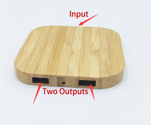 Square Wireless Charger Bamboo Model Dual Output Wooden Wireless Charging Case Customized logo for Promotional Gifts