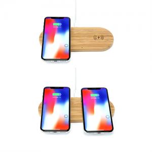 Dual Wireless Charger Wood Charging Pad Bamboo Phone Charger Customized Logo for Promotional Gifts