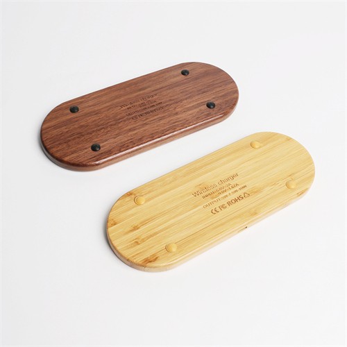 Dual Wireless Charger Wood Charging Pad Bamboo Phone Charger Customized Logo for Promotional Gifts