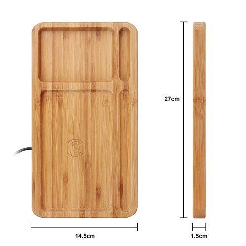 Multifunctional Wireless Charging Set Wooden Wireless Charger Bamboo Phone Holder Charging Pad Customized Logo for Promotion