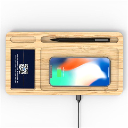 Multifunctional Wireless Charging Set Wooden Wireless Charger Bamboo Phone Holder Charging Pad Customized Logo for Promotion