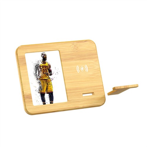 Bamboo Wireless Charger Wooden Phone Charging Pad Wood Photo Frame Customized Logo for Gifts