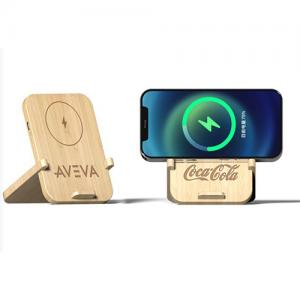 Foldable Wireless Charger Wooden Charging Holder Bamboo Phone Charger OEM Logo for Gifts