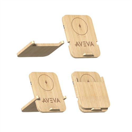 Foldable Wireless Charger Wooden Charging Holder Bamboo Phone Charger OEM Logo for Gifts