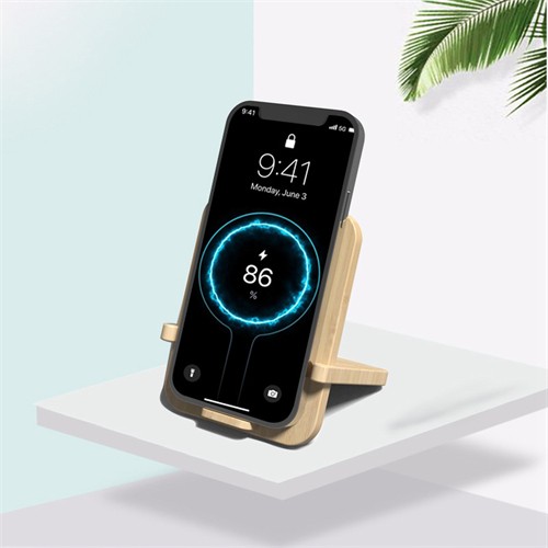 Foldable Wireless Charger Wooden Charging Holder Bamboo Phone Charger OEM Logo for Gifts