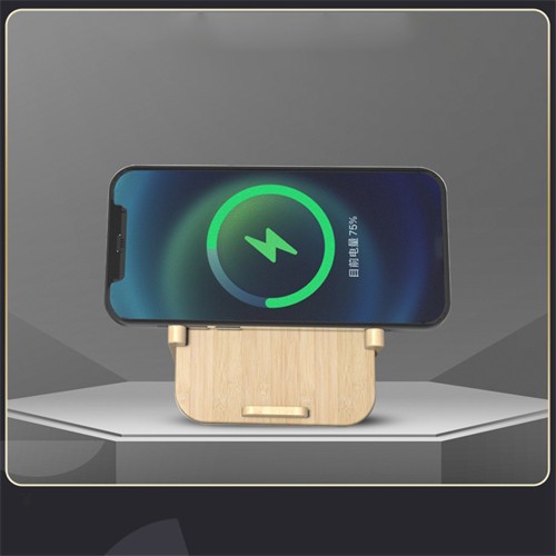 Foldable Wireless Charger Wooden Charging Holder Bamboo Phone Charger OEM Logo for Gifts