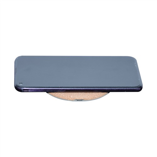 Ecofriendly Cork Wireless Charger Slim Round Wireless Charging Station Soft Wood Phone Charger Customized logo for Promotion