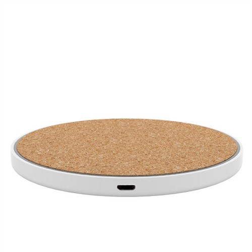Soft Wood Wireless Charger Cork Wireless Phone Charger Round Model Plastic Base Customized logo for Gifts