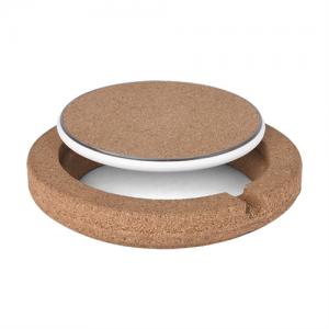 Soft Wood Wireless Charger Cork Wireless Phone Charging Set Round Inserted Model Customized logo for Gifts