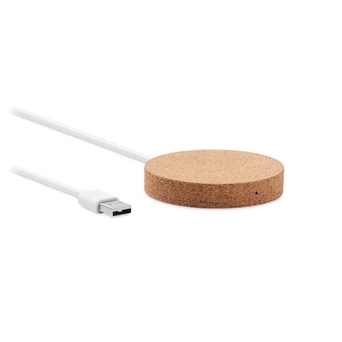 Round Wireless Charger Cork Wireless Phone Charger Soft Wood Model Customized logo for Promotion