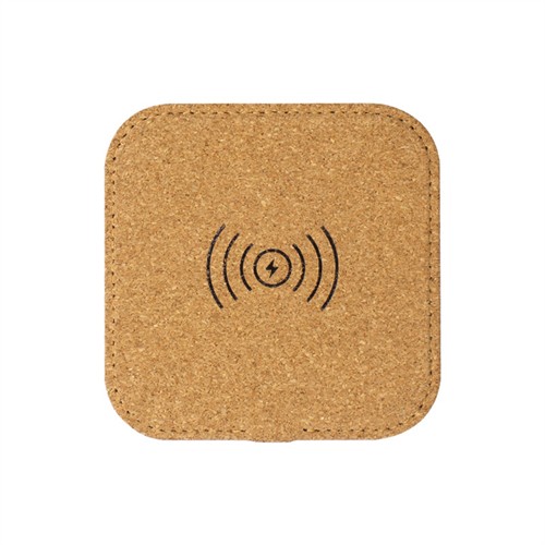 Sustainable Soft Wood Wireless Charger Slim Square Wireless Charging Station Cork Phone Charger Customized logo for Promotion