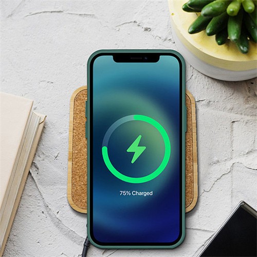 Sustainable Soft Wood Wireless Charger Cork Wireless Charging Station Square Model Bamboo or Wooden Base Customized logo for Promotion