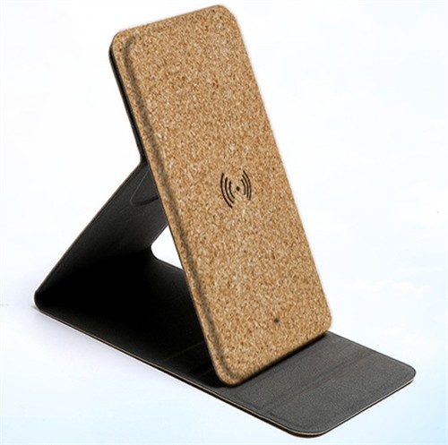 Soft Wood Wireless Charging Station Cork Wireless Charger Foldable Phone Charger Customized logo for Promotion