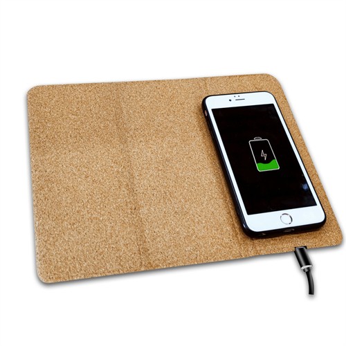 Ecofriendly Foldable Wireless Charging Station Cork Wireless Charger Soft Wood Mousepad Customized logo for Promotional Gifts