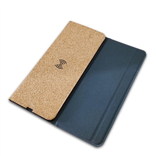 Ecofriendly Foldable Wireless Charging Station Cork Wireless Charger Soft Wood Mousepad Customized logo for Promotional Gifts