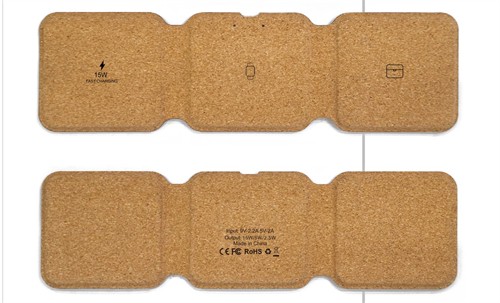 Foldable Wireless Charging Station Soft Wood Wireless Charger Cork Phone Charger OEM logo for Promotional Gifts