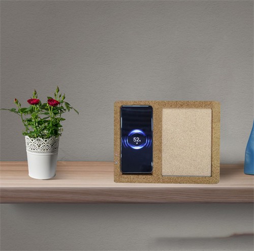 Sustainable Soft Wood Wireless Charging Station Cork Wireless Charger Cork Photo Frame Customized logo for Gifts