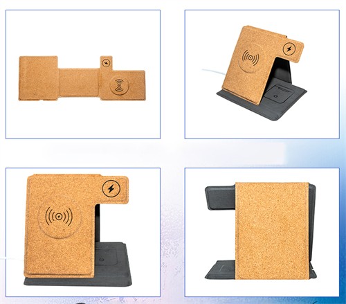 New Multifunctional Soft Wood Wireless Charging Station Cork Wireless Charger Cork Phone Holder Iwatch Iphone Charger Customized logo for Gifts