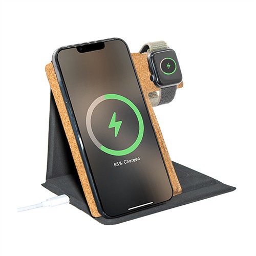 New Multifunctional Soft Wood Wireless Charging Station Cork Wireless Charger Cork Phone Holder Iwatch Iphone Charger Customized logo for Gifts
